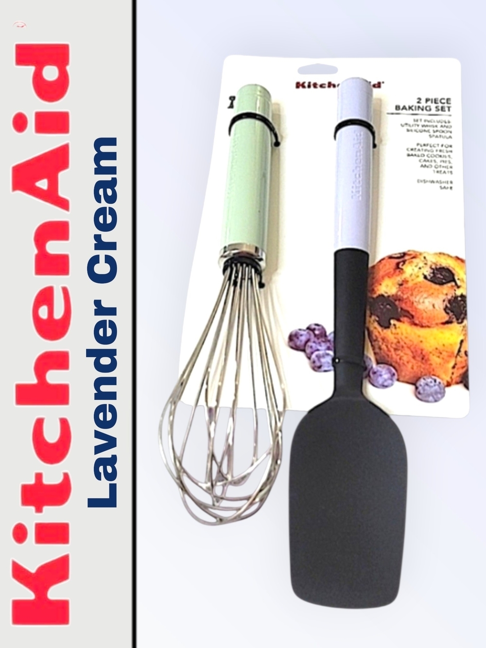 KitchenAid Lavender Cream 2-Piece Baking Set - Whisk and Spatula Pistachio Green